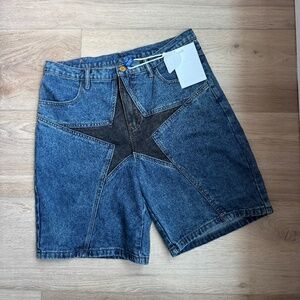 Aelfric Eden Star Patchwork Baggy Denim Unisex Jorts Jeans Shorts Streetwear NWT